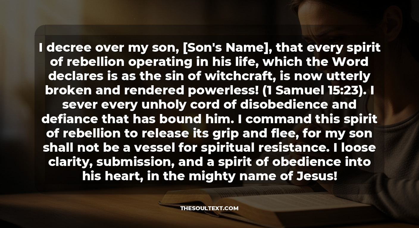 A Mother's Prayer for a Struggling Son: Breaking the Spirit of Rebellion