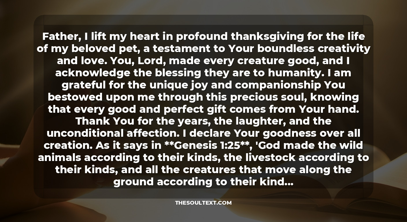 A Prayer of Thanksgiving for the Life of a Beloved Pet
