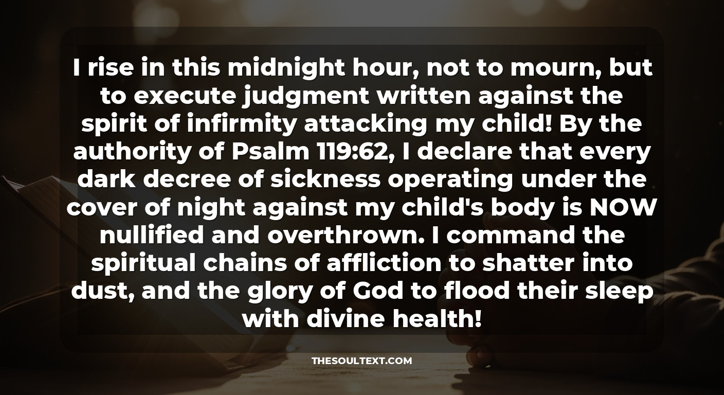 Midnight Warfare Prayer to Cancel the Spirit of Infirmitiy in Children