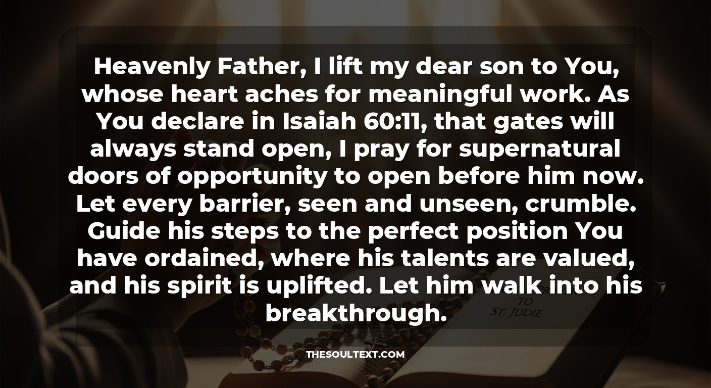 Miracle Prayer to St. Jude for a Son in Desperate Need of Work