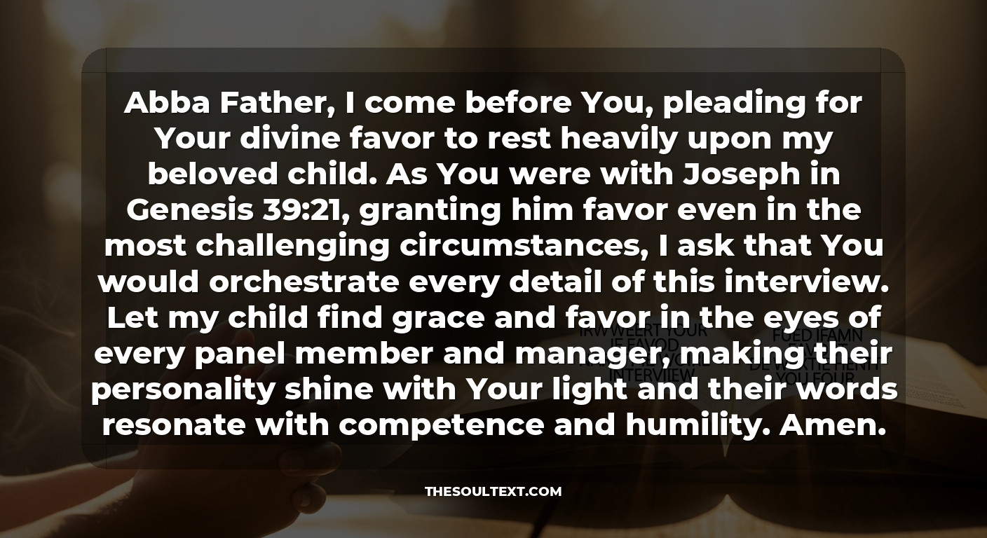 Powerful Prayer for Favor with the Interview Panel and Managers