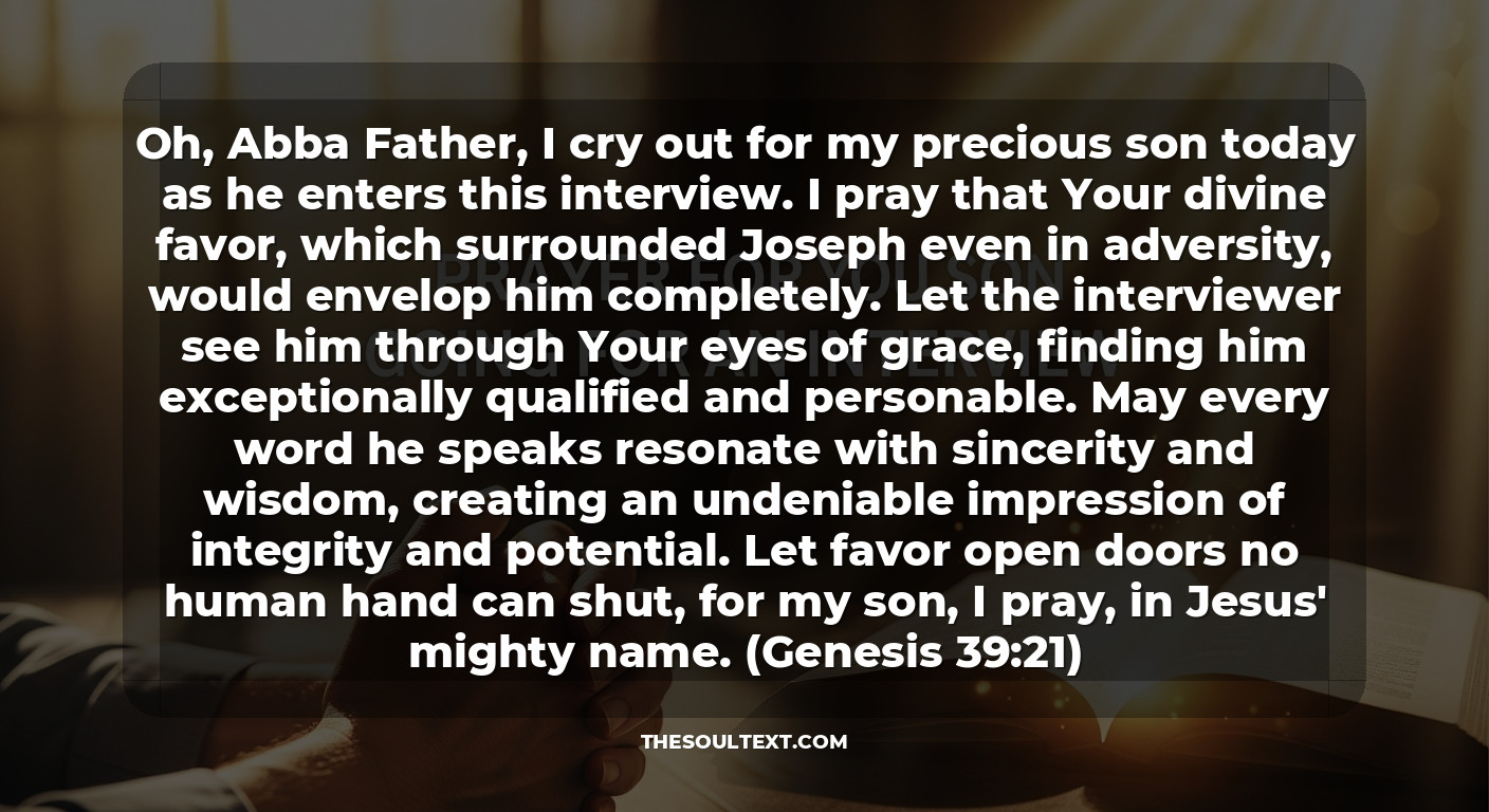 Powerful Prayer for My Son Going for an Interview Today