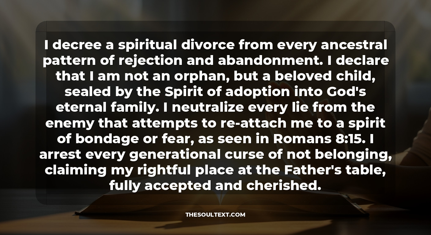 Prayer Against Rejection and Abandonment (healing the Root)