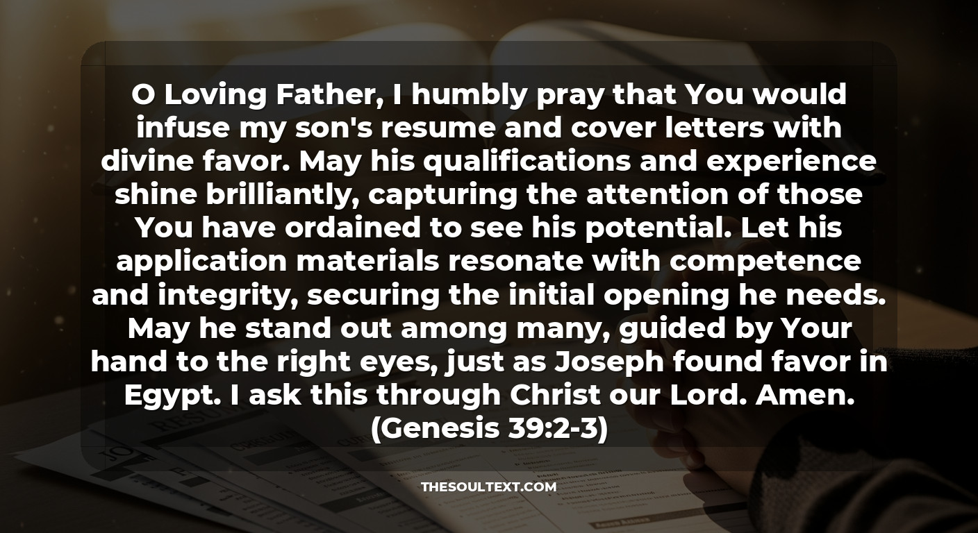 Prayer for Blessing His Resume and Job Applications