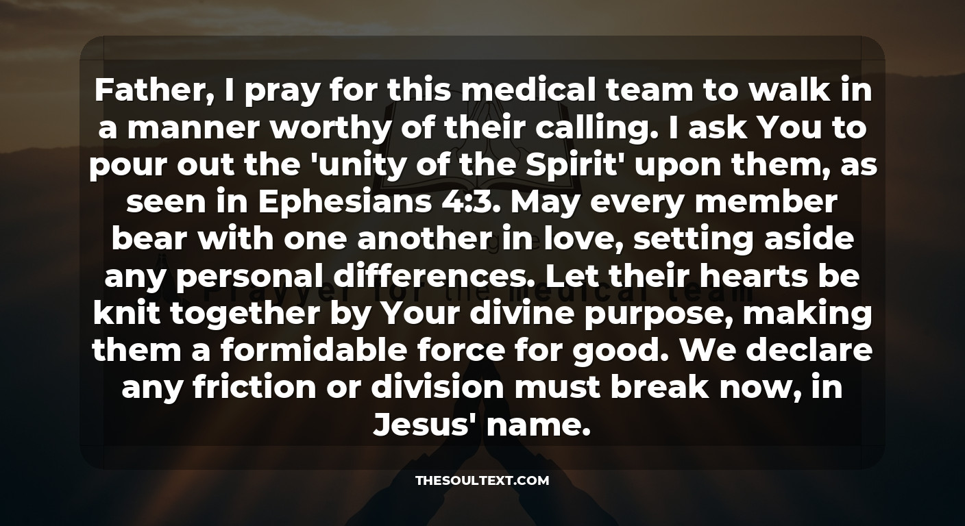Prayer for the Medical Team (unity and Strength)