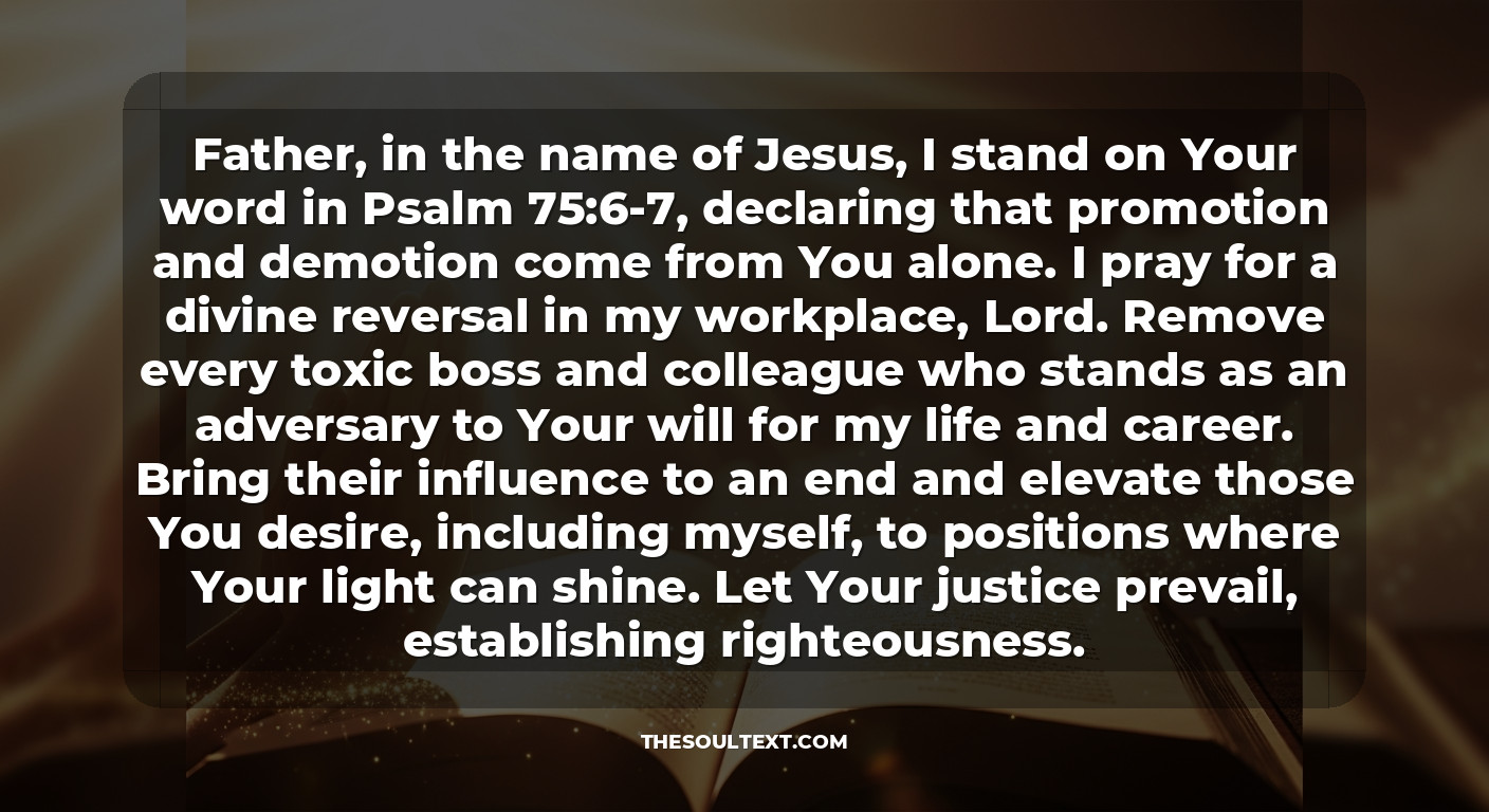 Prayer to Remove Enemies from Work (toxic Bosses & Colleagues)