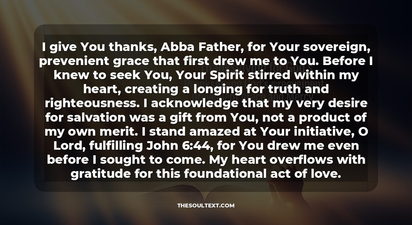 Prayers of Thanksgiving for God’s Prevenient Grace and Mercy
