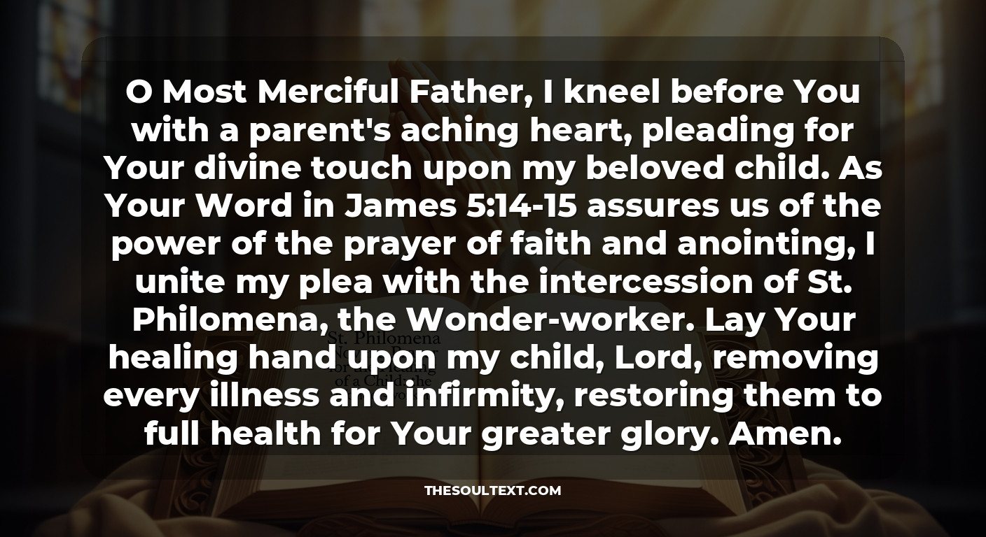 St. Philomena Novena Prayer for the Healing of a Child: the Wonder-worker