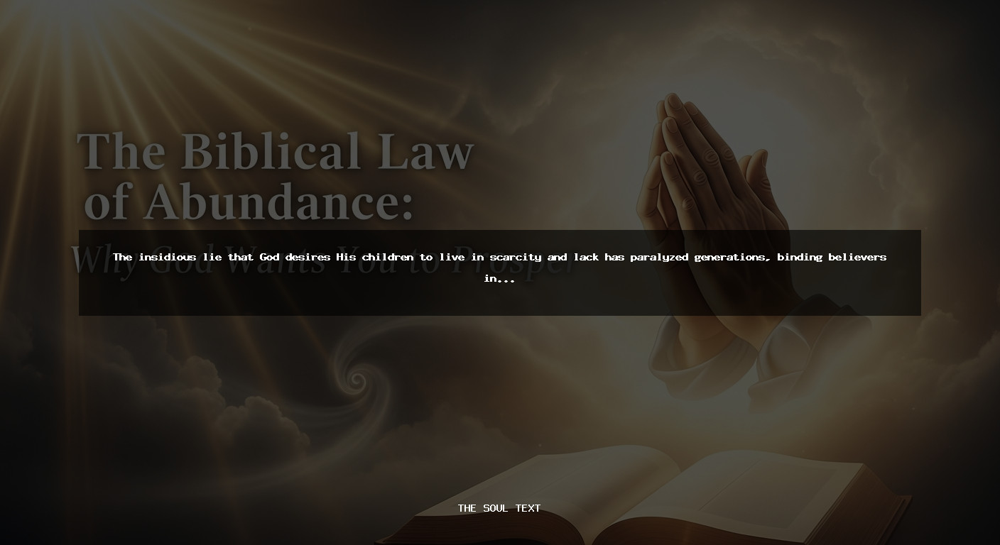 The Biblical Law of Abundance: Why God Wants You to Prosper