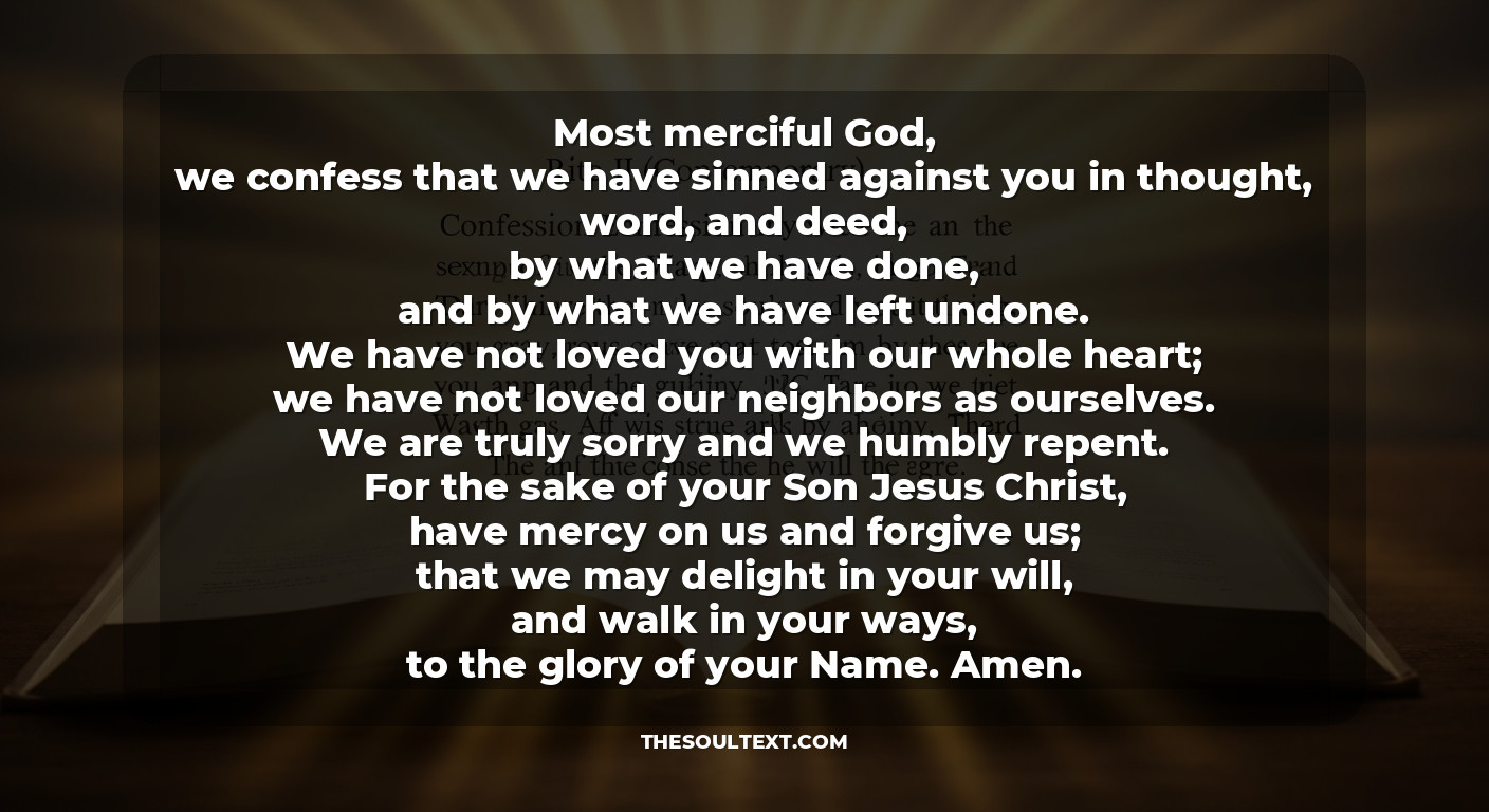 Episcopal Confession Prayer Traditional Text (rite Ii Contemporary)
