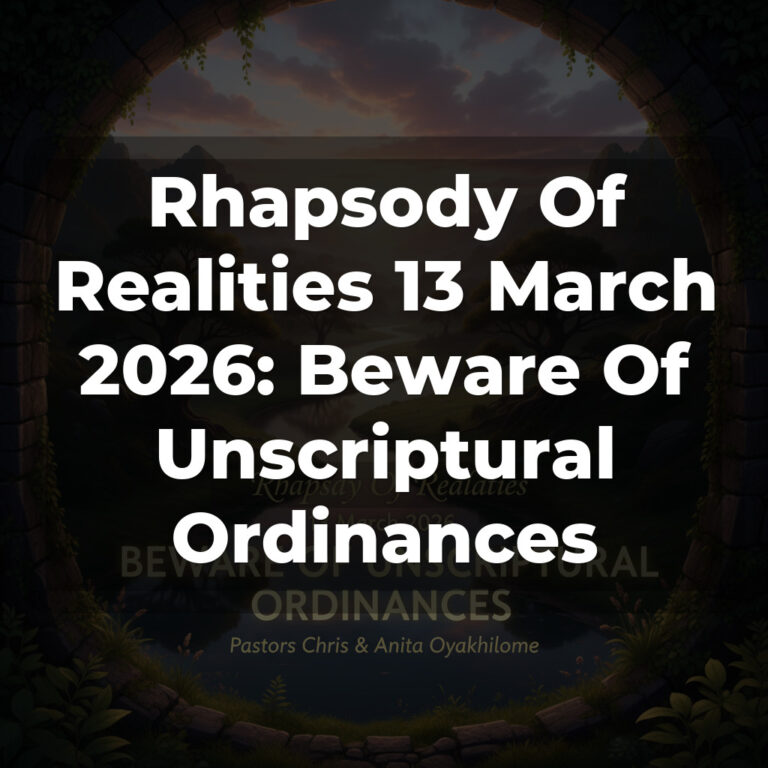 Rhapsody Of Realities 13 March 2026: Beware Of Unscriptural Ordinances