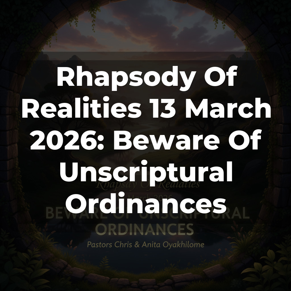 Rhapsody Of Realities 13 March 2026: Beware Of Unscriptural Ordinances